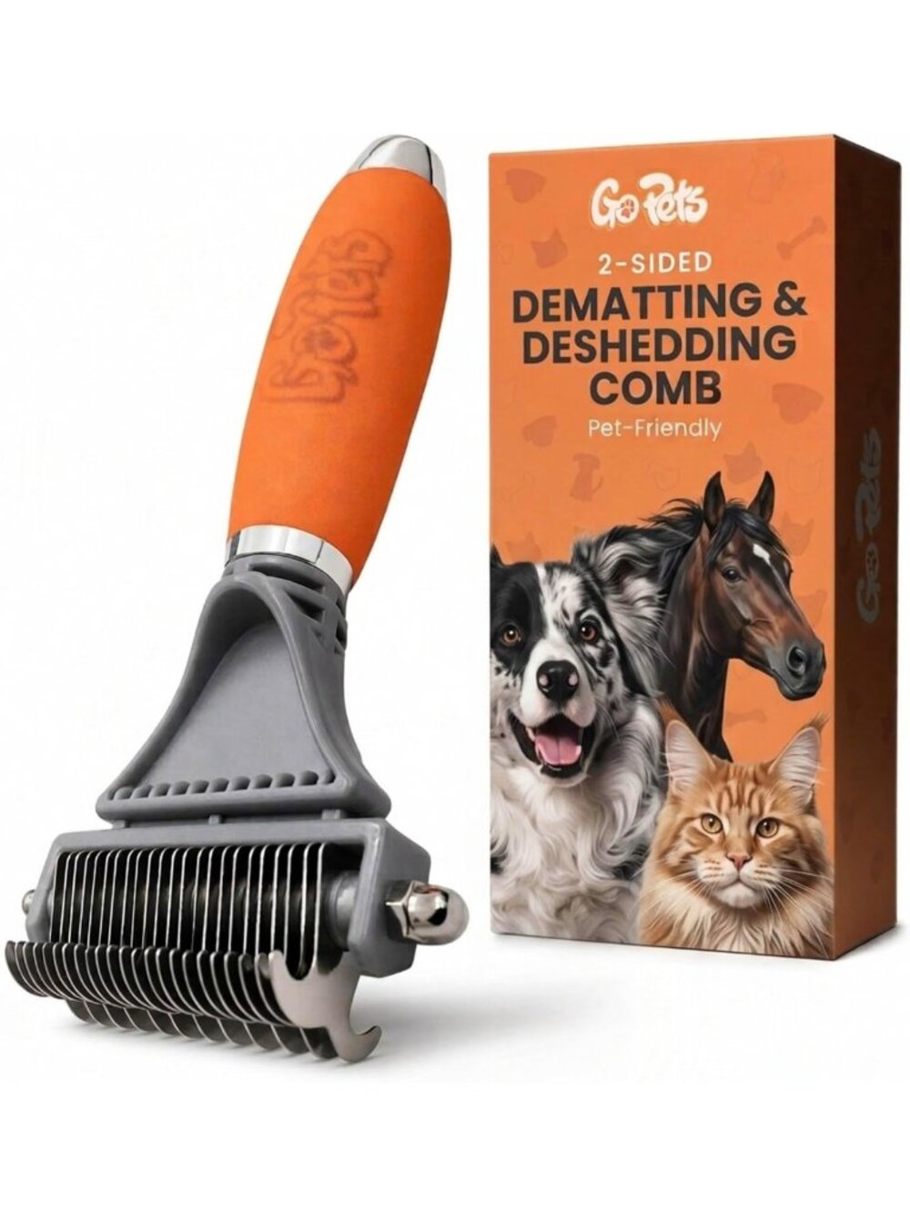 2-in-1 Pet Grooming Brush & Deshedding Comb for Dogs & Cats - Dematting Tool